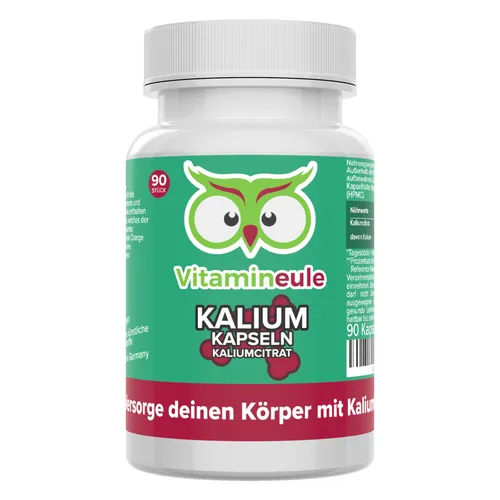 Kalium Kapseln 200mg - Vitamineule - Deutsche Qualität - Unisex Kapseln mit 200mg Kaliumcitrat, glutenfrei und vegan. Ideal zur Unterstützung der täglichen Ernährung. Hergestellt in Deutschland.