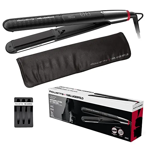 Rowenta x Karl Lagerfeld SF467L K/Pro Stylist Haarglätter - Glätteisen mit Keratin & Glow-Beschichtung für geschmeidiges Haar, individuell einstellbare Temperaturen von 140°C bis 210°C und integrierten Kamm für professionelles Styling.