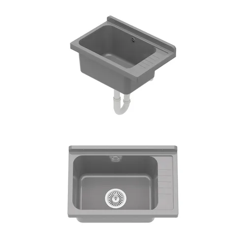 Ausgussbecken Waschtrog 10872 - Robustes Spülbecken für Garten und Werkstatt - Spülen: Hochwertiges Polypropylen-Spülbecken, ideal für Garage und Garten, beständig gegen Verfärbungen und leicht zu reinigen.