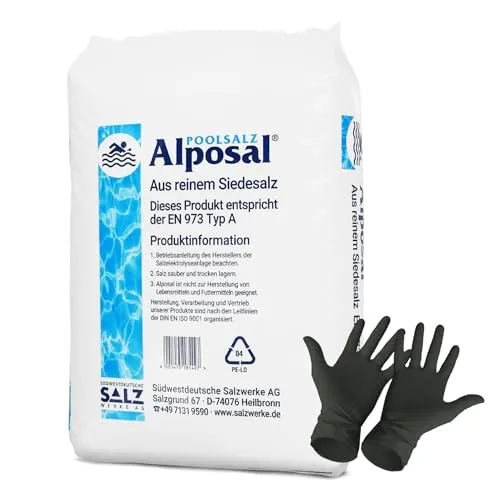 Alposal Poolsalz 175kg - Hochreines Schwimmbadsalz für Chlorinatoren - Chlorersatz: 99,9 % reines NaCl, hautfreundlich und ideal für Salzanlagen. Schnelle und rückstandsfreie Lösung für ein angenehmes Badeerlebnis.