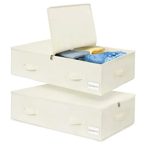 Lannvan Unterbettkommode,2 Stück Unterbett Aufbewahrungsbox mit Deckel,faltbare design mit 4 Verstärkte Griffen,Aufbewahrungsbox für kleidung, Bettdecken, Decken, Kissen (70 * 41 * 18cm)