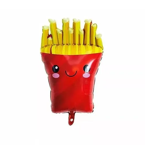 Folienballon Motiv Food, Pommes-Tüte, ca. 70 x 40 cm - Party Luftballon Deko Dekoration JGA Helium Heliumballon XXL Ballon Geburtstag Essen Süßigkeit Fast Food Imbiss Hochzeit Eis