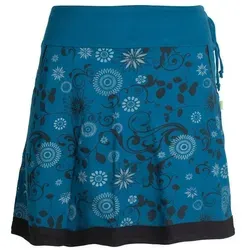 Vishes A-Linien-Rock Lagenlook Blumen-Rock mit Mandalas Tribals Druck Cacheur, Goa, Hippie, Boho Style blau 48