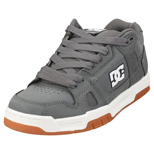DC Shoes Damen STAG Skate Schuhe - Grau und Weiß aus Leder & Synthetik - 47 EU - Sneaker für Damen mit hochwertigem Leder & Synthetik, ideal für Skateboarding und Alltag. Stylisches Design in Grau und Weiß, kombiniert mit optimalem Komfort.