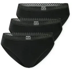 SCHIESSER Damen Slip Rio im 3er Pack - Größe 48 in Schwarz - Funktionsunterwäsche mit atmungsaktiver Baumwolle und zarten Spitzenbändern für einen stilvollen Look und perfekten Sitz.