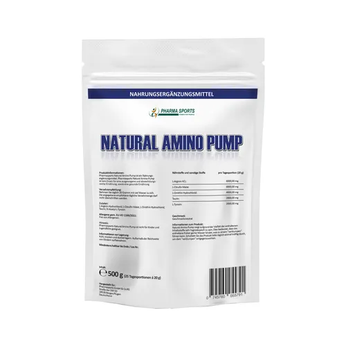 Natural Amino Pump mit Arginin Citrullin Ornithin Taurin Tyrosin 500g Pulver