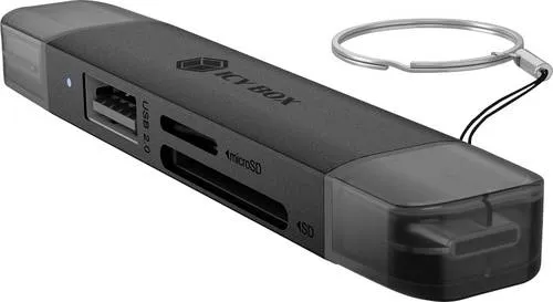 ICY BOX IB-CR203-CU3 Externer Speicherkartenleser USB-A (USB 3.2 Gen 1), USB-C (USB 3.2 Gen 1), USB-A (USB 2.0) Schwarz