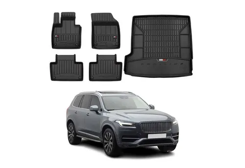 OMAC Auto-Fußmatten Kofferraumwanne Set für Volvo XC90 2015-2019 mit 3.Reihe Gummi (5 St), für Volvo XC90 2015-2019 3.Sitzreihe Volvo XC90 2015-2019 3.Sitzreihe, Einfache Installation,Antirutsch,Leicht zu reinigen