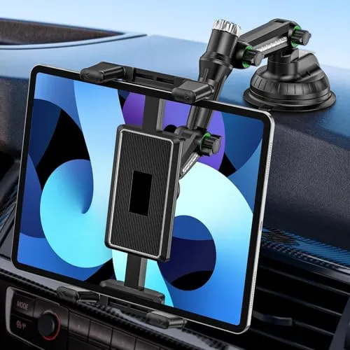 GlasFlength Tablet Halterung Auto, iPad Autohalterung Saugnapf Universal Armaturenbrett Windschutzscheibe 360° Drehbare Verstellbare Tablet Halter für 4.7-9.7 Zoll Tablets und Smartphones (Schwarz)