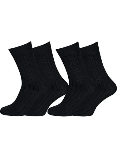 Nur Die 2er Pack Baumwolle Business Socken Herren Baumwolle (Größe 39-46) Basic schlicht & klassische Muster Gummifäden Baumwollsocken Mittelhoher Schaft Männer