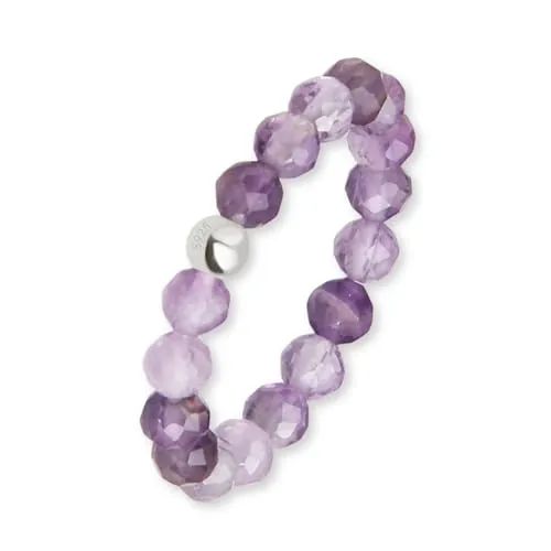 GD GOOD.designs Anti Stress Ring aus Amethyst Naturstein Perlen für Damen | Elastische Anxiety Rings | Fidget Ringe | Ringgröße 52-60