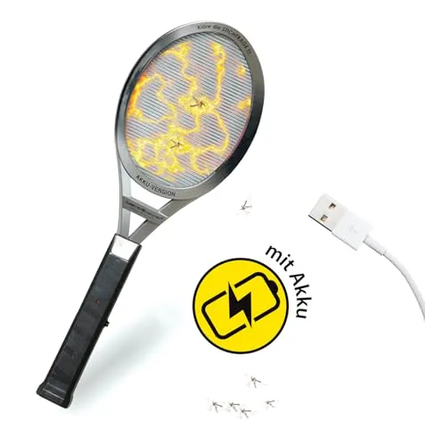INSEKTENSCHRÖTER elektrische Fliegenklatsche mit Akku und Tragetasche 7960 - Fliegenklatsche für drinnen und draußen, kabellos mit leistungsstarkem Akku – ideal gegen lästige Insekten!