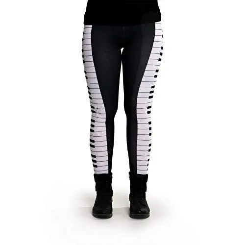 cosey - Bunte Bedruckte Motiv-Leggings (Einheitsgröße) - Design Piano