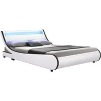 Juskys Polsterbett Valencia 140x200 cm mit LED Beleuchtung - Betten: Komfortables Polsterbett mit Lattenrost und vielseitiger LED-Beleuchtung für entspannte Abende und erholsamen Schlaf.