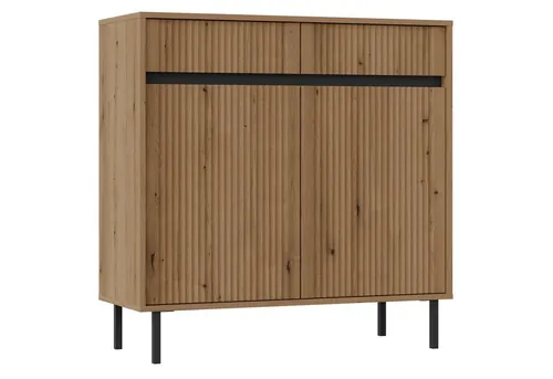 Selsey Osaka Kommode Weiß mit Schubladen - 2-Türig, 4-Fächer Sideboard - Stylische Kommode in Weiß mit Schubladen und eleganten Metallfüßen. Bietet großzügigen Stauraum und vereint modernes Design mit Funktionalität für ein harmonisches Wohnambiente.