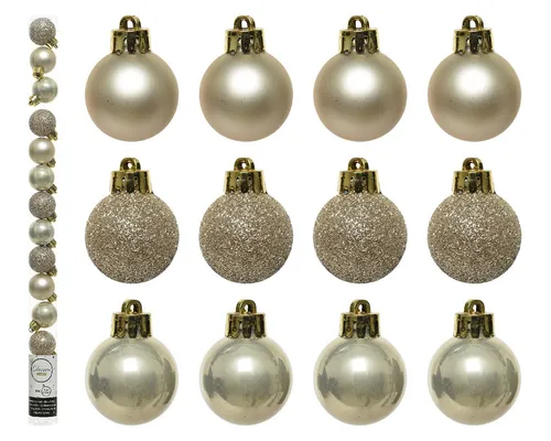 Kaemingk Weihnachtsbaumkugel, Weihnachtskugeln Kunststoff 3cm 14er Set - Perle