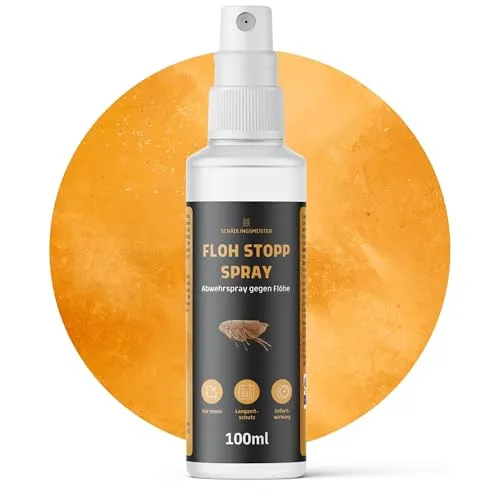 Produktbild Floh Stopp Spray – 100 ml – Hoch konzentriert – Flohspray für Wohnung und Möbel – LANGZEITWIRKUNG – Für Innen & Textilien – Anti Flohspray – Flohabwehr