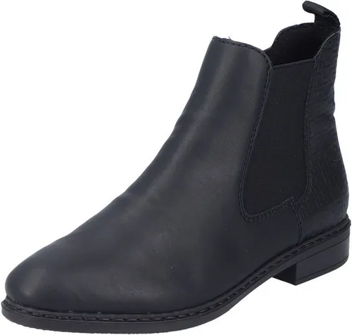 Rieker Damen Chelsea Boot 71662 - Schwarz, Größe 41 EU - Wanderschuhe mit Reißverschluss und Stretcheinsatz, ideal für den Alltag und bequem für kräftigere Füße, aus pflegeleichtem Kunstleder.