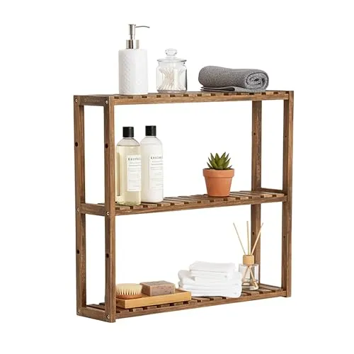 Relaxdays Wandregal aus Akazienholz mit 3 Ablagen in beige von Relaxdays