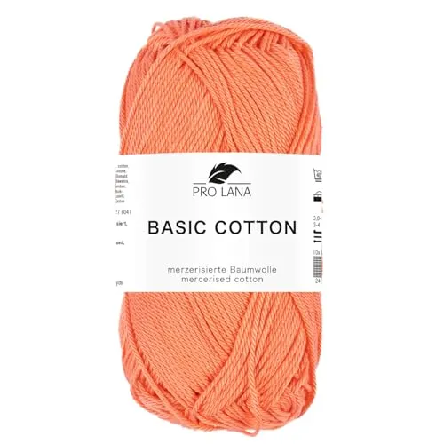 Pro Lana BASIC COTTON Baumwollgarn 50 g ideal für Kleidung, Spielzeug, Accessoires 125 m, Farbe:227 - koralle