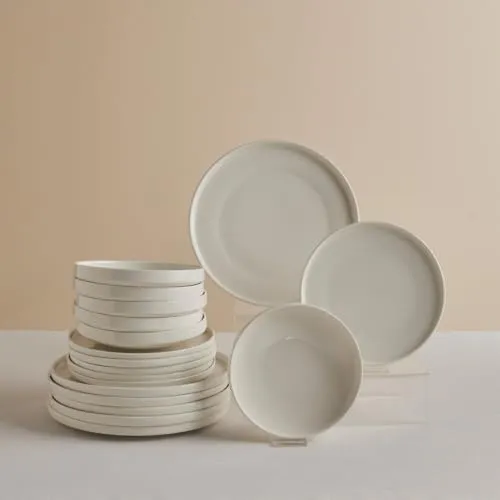 Karaca Stream Bone Felix XL Tafelservice 18-teilig - Edles Geschirrset für 6 Personen aus hochwertigem Fine Bone Porzellan, mikrowellen- & spülmaschinengeeignet – ideal für stilvolle Mahlzeiten und besondere Anlässe.