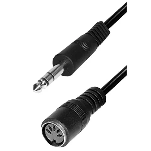 BestPlug 20cm Audio Stereo Kabel Aux in Out, 6,3mm Klinke Stecker männlich auf 5pol MIDI Kupplung Buchse weiblich, Schwarz