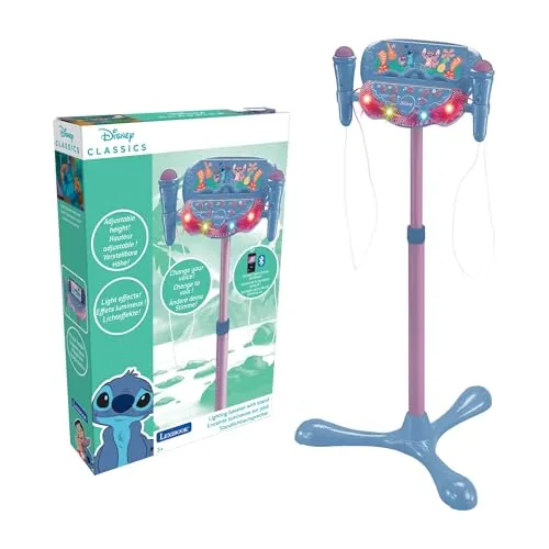 Lexibook Stitch, Lichtlautsprecher auf Standfuß für Kinder, Musikalisches Spiel, Höhenverstellbar, Lichteffekte, 2 Mikrofone enthalten, MP3-Anschluss, Bluetooth, Blau, S160D