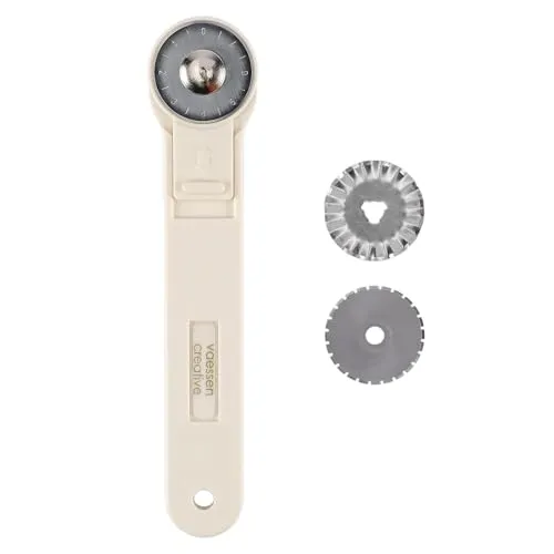 Vaessen Creative Rollschneider mit Gerader, Gewellter und Gezackter Klinge von Ø 28 mm, Rollmesser für Links- und Rechtshänder zum DIY Basteln, Nähen und Handarbeiten