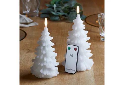 Lights4fun LED-Kerze TruGlow® LED Kerzen Echtwachs Duo Weihnachtsbäume