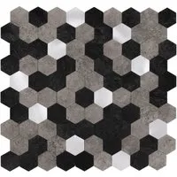 Dalsys Selbstklebende Fliesen 0,88m² Hexagon Schwarz Grau Silber - Dalsys - Stilvolle Wandverkleidung für jeden Raum. Die selbstklebenden Fliesen sind wasser- und ölbeständig sowie leicht zu installieren. Ideal für Küche, Bad und Wohnräume. Verleihen Sie Ihrer Umgebung einen modernen Look!