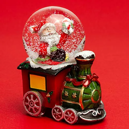 SIKORA SK06 Kleine Glas Deko Schneekugel Weihnachtsmann in der Lokomotive Weihnachten Weihnachtsdeko D:45mm