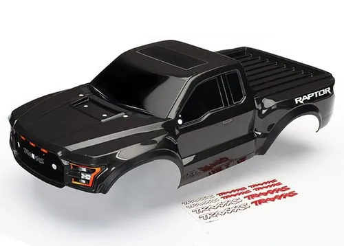 Traxxas 2017 Ford Raptor Karosserie schwarz #5826A - RC Modellbau Karosserie für Traxxas 58094-1, fertig lackiert in schwarz für ein realistisches Aussehen und verbesserte Performance auf der Strecke.