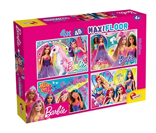 Lisciani - BARBIE - Puzzle Maxifloor - 4 Puzzles von 48 Teilen - Für Kinder ab 4 Jahren - 35x25 cm - 192 Teile - Puzzle - Gesellschaftsspiel - Educative Spiel