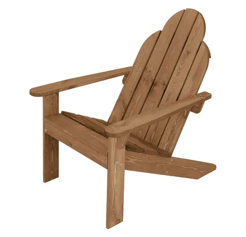 ECD Germany Gartenstuhl Adirondack-Stuhl mit Rückenlehne & Armlehnen, Wetterfest (1 St), Braun aus Tannenholz Massiv, Holzstuhl Gartensessel Relaxstuhl Outdoor