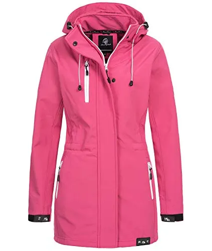 Rock Creek Damen Softshell Jacke D-423 - Wasserabweisend & Praktisch - Outdoor-Softshelljacke für Damen, wasserabweisend mit 5 Taschen und abnehmbarer Kapuze, ideal für Übergangszeiten und aktive Tage.