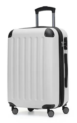 HAUPTSTADTKOFFER - SPREE Handgepäck Trolley Koffer, 55 cm, 42 L, Weiß - Koffer für jede Airline mit 55 x 36 x 21 cm, 4 leisen 360° Doppel-Rollen und stabiler Hartschale aus ABS. Extra Stauraum durch Volumenerweiterung und integriertes Zahlenschloss für mehr Sicherheit.