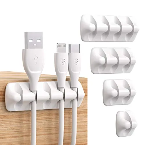 SYNCWIRE Kabel-Clips - 5er-Pack selbstklebende Kabel-Organizer - Kabelwandklammer für Zuhause, Büro und Auto. Halten Sie Ihren Schreibtisch organisiert mit stabilen, selbstklebenden Clips in verschiedenen Größen für alle Kabelarten.