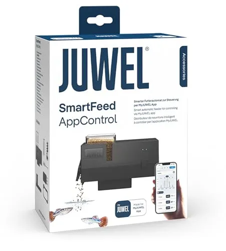 JUWEL Aquarium SmartFeed AppControl - Smarter Futterautomat - Automatisierte Futterspender für Fische mit weltweiter Kontrolle und flexiblen Fütterungsoptionen. Sofort einsatzbereit mit USB-C Kabel und Netzteil.