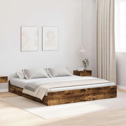 Maison Exclusive Aufbewahrungsbettgestell Geräucherte Eiche 200x200 cm