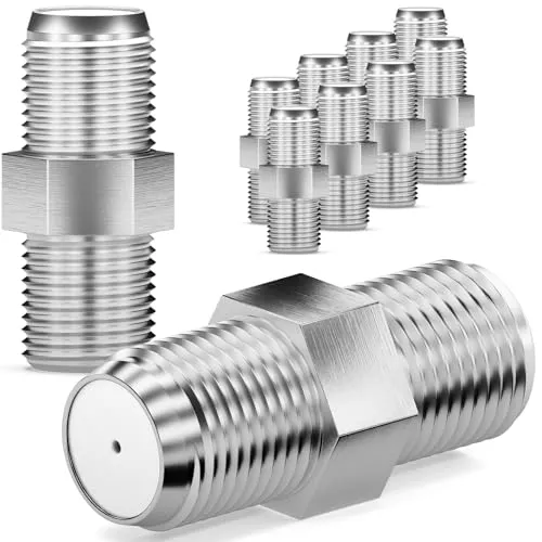 HB-DIGITAL 10x Profi F-Verbinder Buchse/Buchse Vernickelt HQ breite Mutter für F-Stecker jeder Größe 4-8,2mm für Koaxial Antennenkabel Sat Kabel BK Anlagen