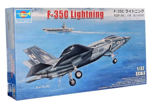 Trumpeter - 1/32 F-35C Lightning - Plastikmodellbausatz - Maßstab: 1:32, kinderfreundliches Material, ideal für kreatives Spiel und Fantasie von Kindern, leicht und mobil für unendlichen Spielspaß.