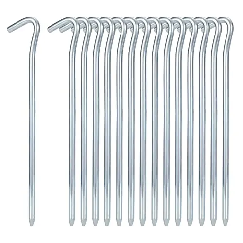 Zelt-Heringe aus Stahl 15 Stück 18cm Zeltheringe Metall Zeltnagel Erdnägel Heringe, Extrem Stabile Bodenanker Harte Böden, Garten Stakes Nägel für Camping Markise Netting Plane