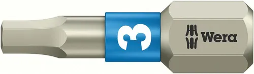 Wera Bit, Edelstahl mit Torsionsbereich, 25 mm lang, für Innen-6-kant-Schrauben 1/4