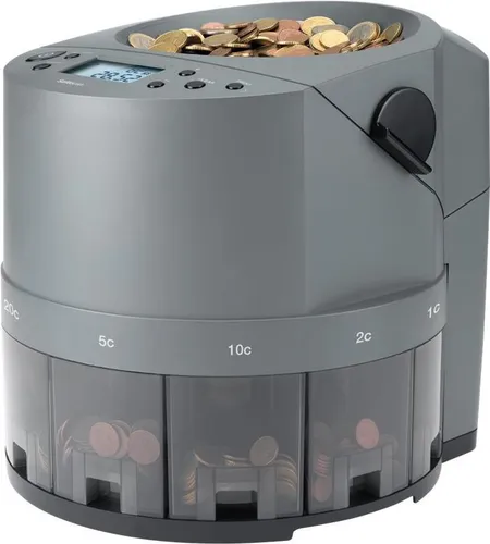 Safescan Münzzähler 1450 - Schneller Münzzähler mit Sortierfunktion - Card-Reader mit einer beeindruckenden Zählgeschwindigkeit von 500 Münzen pro Minute. Ideal für den effizienten Einsatz in Geschäften oder Kassenbereichen.