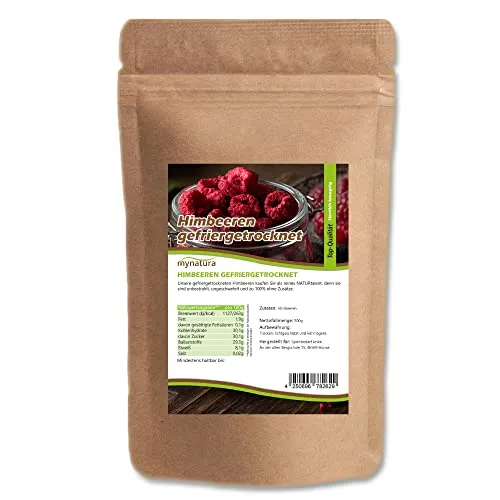 Mynatura Himbeeren gefriergetrocknet 1 Beutel - Backzutaten | Nährstoffreiche gefriergetrocknete Himbeeren, perfekt für gesunde Snacks und zum Verfeinern Ihrer Backkreationen.
