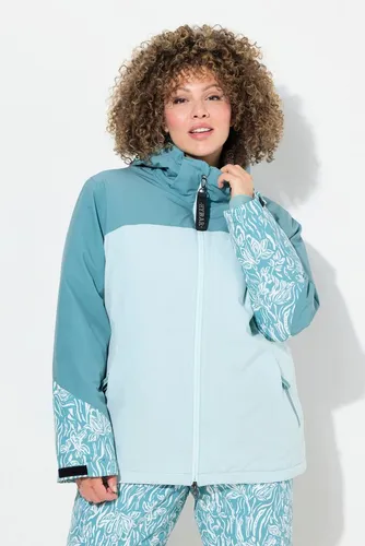 Ulla Popken Skijacke HYPRAR - Wasserdichte Funktionsjacke - Sportive Funktionsjacke mit Kapuze und Gletscherblumen-Druck. Dreifach-Funktion: wasserdicht, winddicht und atmungsaktiv. Ideal für aktive Tage im Schnee. Ausgestattet mit praktischen Taschen und Schneefang.