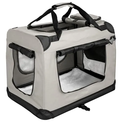 Faltbare Hundebox Transporttasche für Hunde und Katzen - Petigi (Creme, M) - Praktische Hundebox in 7 Größen und 5 Farben, ideal für Reisen. Ausgestattet mit Kuscheldecke und doppeltem Schultergurt für höchsten Komfort.