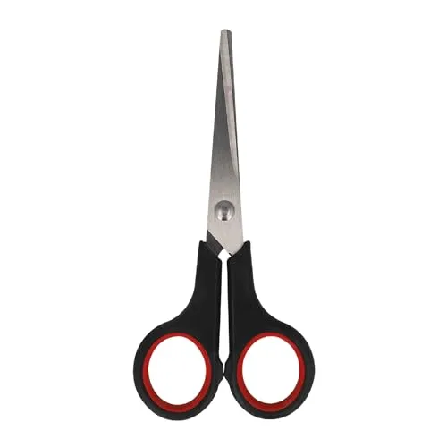 JES Collection Bastelschere 14 cm, Edelstahl, Schwarz und Rot, Beidhändig, Gerade Klinge, 708568