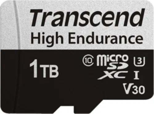 Transcend USD350V microSD-Karte 1TB Class 10, UHS-I - Speicherkarten für Dashcams und Sicherheitskameras, hohe Zuverlässigkeit und bis zu 60.000 Stunden Full HD-Videoaufzeichnung für schreibintensive Anwendungen.