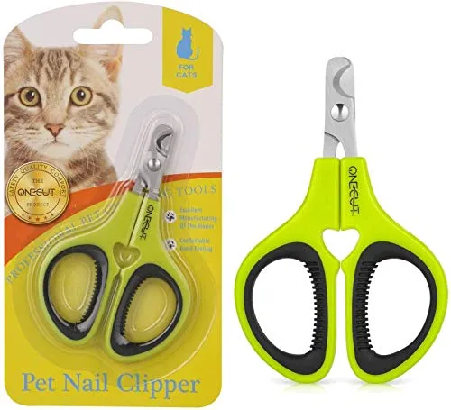 OneCut Krallenschere Katzen, Krallenschere für Hunde & Kaninchen mit Rutschfesten Griffen, Nagelknipser für Haustiere, Klauen Nagelknipser zum Trimmen am Katzen, Welpen, Kätzchen (Grün)